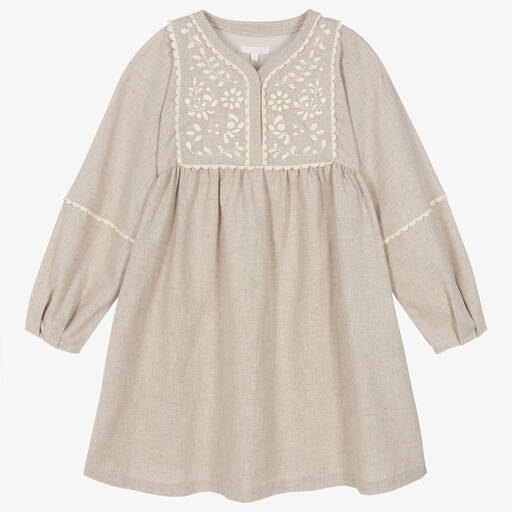 Chloé-Teen Girls Grey Embroidered Cotton Dress | Childrensalon Outlet