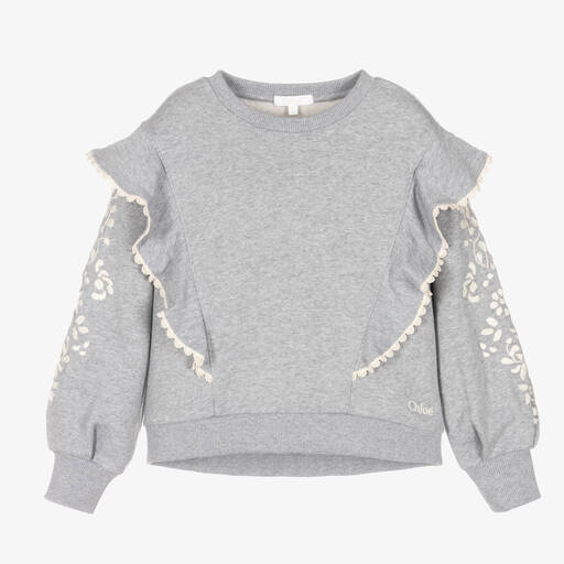 Chloé-Teen Girls Grey Embroidered Sweatshirt | Childrensalon Outlet