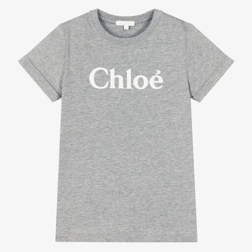 Chloé-Teen Girls Grey Organic Cotton T-Shirt | Childrensalon Outlet