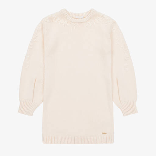 Chloé-Teen Girls Ivory Cotton & Wool Knit Dress | Childrensalon Outlet