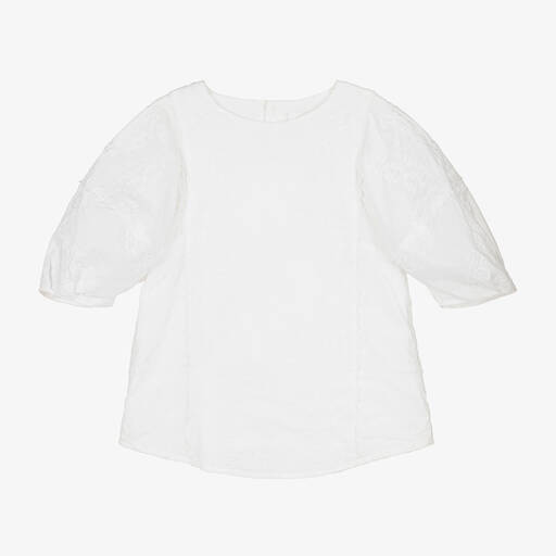 Chloé-Bestickte Teen Bluse in Elfenbein | Childrensalon Outlet