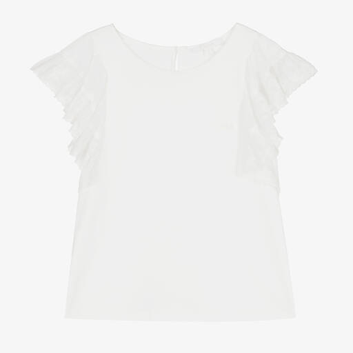 Chloé-Teen Girls Ivory Embroidered Ruffle Top | Childrensalon Outlet