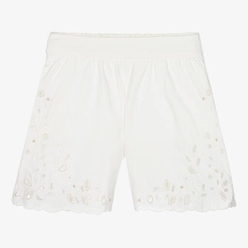 Chloé-Teen Girls Ivory Embroidered Shorts | Childrensalon Outlet