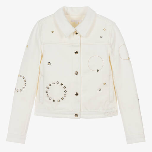 Chloé-Teen Girls Ivory Eyelet Denim Jacket | Childrensalon Outlet