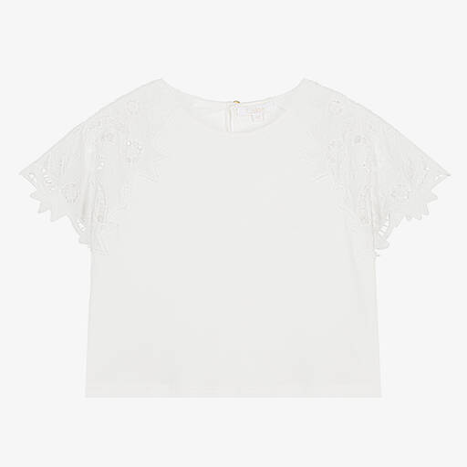 Chloé-Teen Girls Ivory Organic Cotton T-Shirt | Childrensalon Outlet