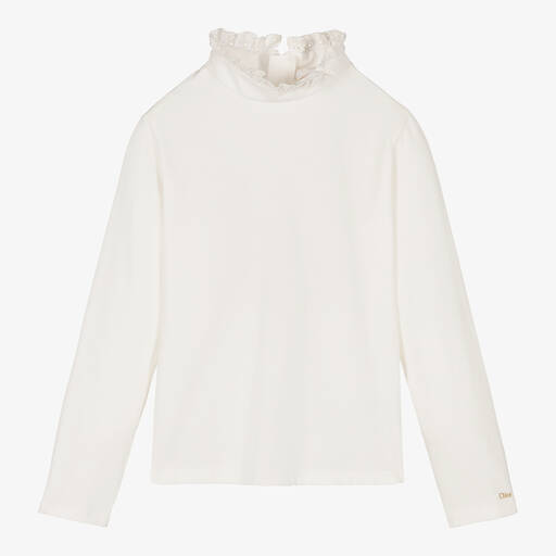 Chloé-Teen Girls Ivory Ruffle Top | Childrensalon Outlet