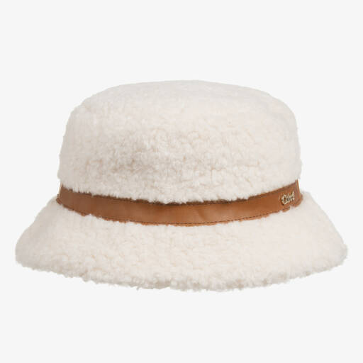 Chloé-Кремовая флисовая шапка из овчины | Childrensalon Outlet