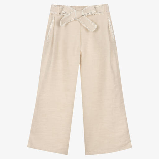 Chloé-Teen Girls Ivory Twill Wide Leg Trousers | Childrensalon Outlet