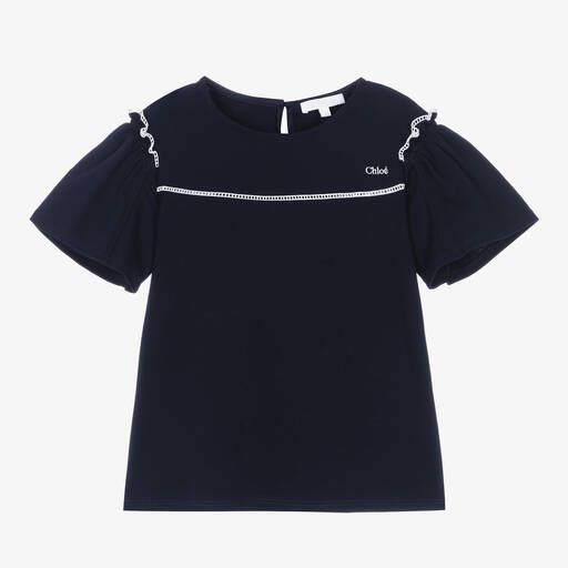 Chloé-Teen Girls Navy Blue Cotton T-Shirt | Childrensalon Outlet