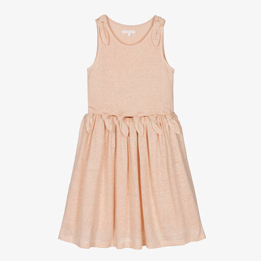 Chloé-Teen Girls Pink Linen Knot Detail Dress | Childrensalon Outlet