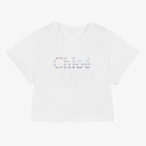 Chloé-Teen Girls White Crop Logo T-Shirt | Childrensalon Outlet