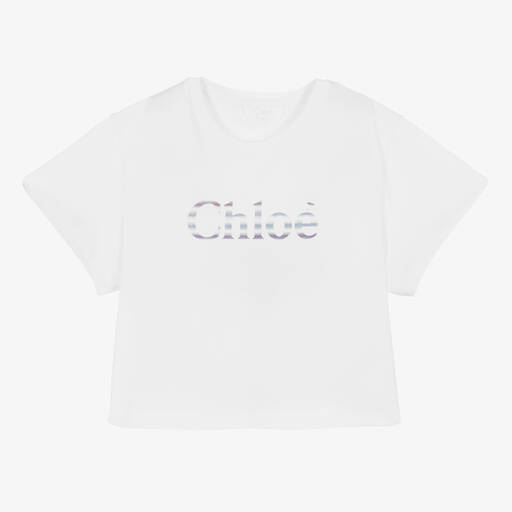 Chloé-Kurzes Teen T-Shirt in Weiß (M) | Childrensalon Outlet