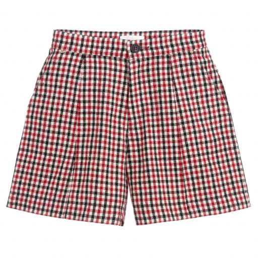 Chloé-Teen Red Checked Wool Shorts | Childrensalon Outlet