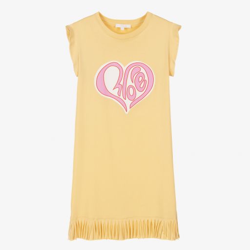 Chloé-Желтое платье с сердцем для подростков | Childrensalon Outlet