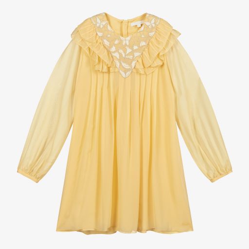 Chloé-Teen Yellow Silk Couture Dress | Childrensalon Outlet
