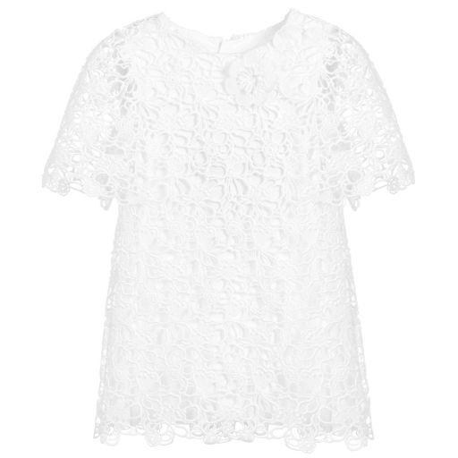 Chloé-White Guipure Lace Dress  | Childrensalon Outlet