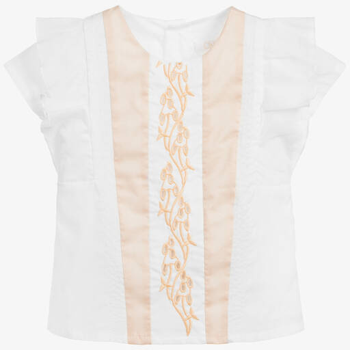 Chloé-White & Pink Cotton Blouse | Childrensalon Outlet