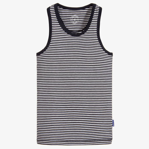 Claesen's-Boys Blue Striped Cotton Jersey Vest | Childrensalon Outlet