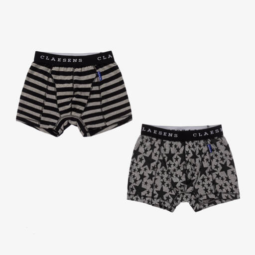 Claesen's-Boys Grey & Black Patterned Boxers | Childrensalon Outlet
