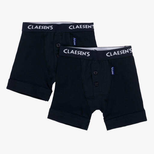 Claesen's-Boys Navy Blue Cotton Boxer Shorts (2 Pack) | Childrensalon Outlet