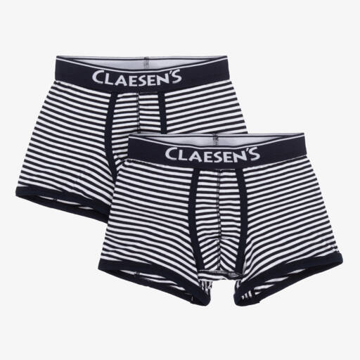 Claesen's-Boys Navy Striped Cotton Boxers Duo | Childrensalon Outlet