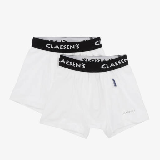 Claesen's-Boys White Cotton Boxers (2 Pack) | Childrensalon Outlet