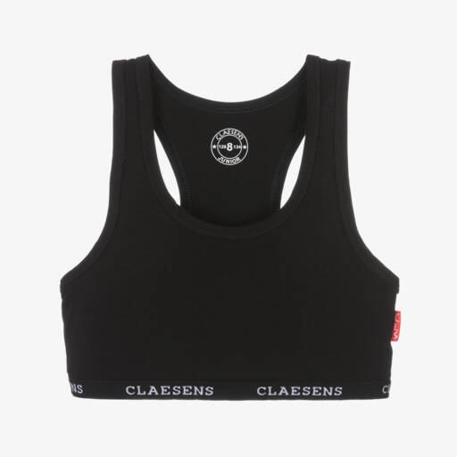 Claesen's-Girls Black Cotton Crop Top | Childrensalon Outlet
