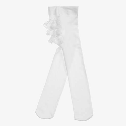 Country Kids-Baby Girls White Lace Ruffle Tights | Childrensalon Outlet