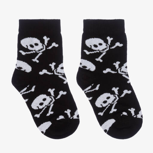 Country Kids-Boys Black Cotton Pirate Socks | Childrensalon Outlet