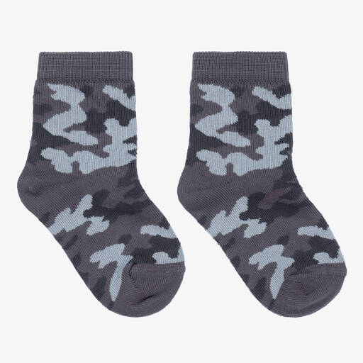 Country Kids-Boys Grey Cotton Camouflage Socks | Childrensalon Outlet