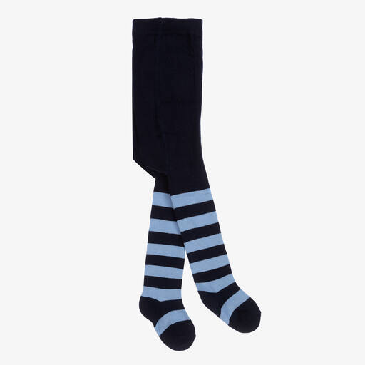 Country Kids-Girls Blue Stripe Cotton Tights | Childrensalon Outlet