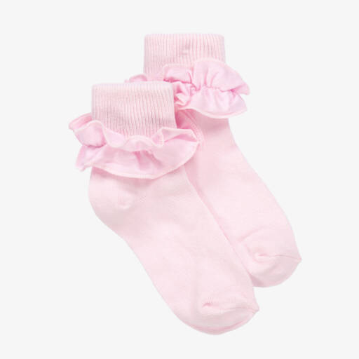 Country Kids-Girls Pale Pink Ruffle Cotton Socks | Childrensalon Outlet