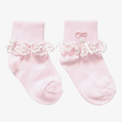 Country Kids-Girls Pink Lace Socks  | Childrensalon Outlet