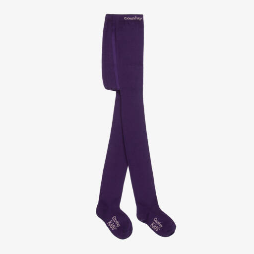 Country Kids-Girls Purple Cotton Knitted Tights | Childrensalon Outlet