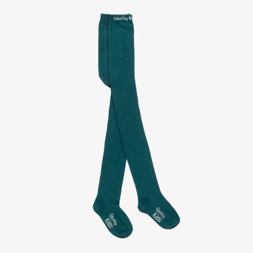 Country Kids-Girls Teal Green Cotton Knitted Tights | Childrensalon Outlet