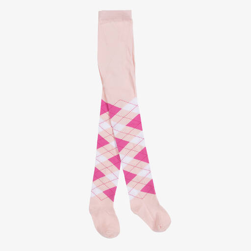 Country Kids-Pink Argyle Cotton Tights | Childrensalon Outlet