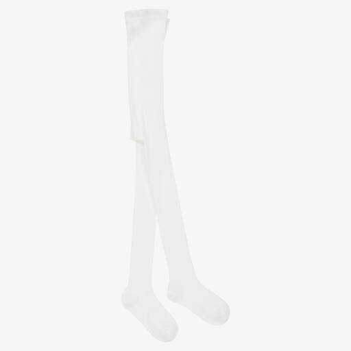 Country Kids-White Ribbed Knit Tights | Childrensalon Outlet