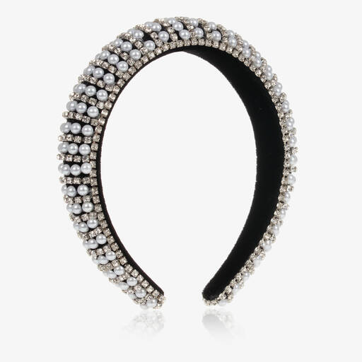 David Charles-Serre-tête noir à perles et strass | Childrensalon Outlet