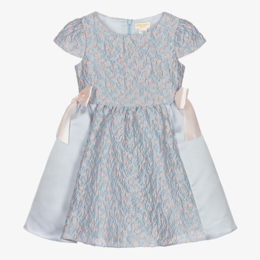 David Charles-Blaues Brokatkleid für Mädchen  | Childrensalon Outlet