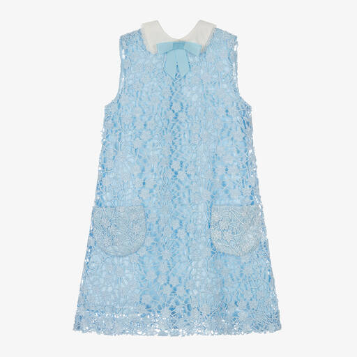 David Charles-Girls Blue Lace Dress | Childrensalon Outlet