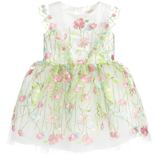 David Charles-Girls Embroidered Flower Dress | Childrensalon Outlet