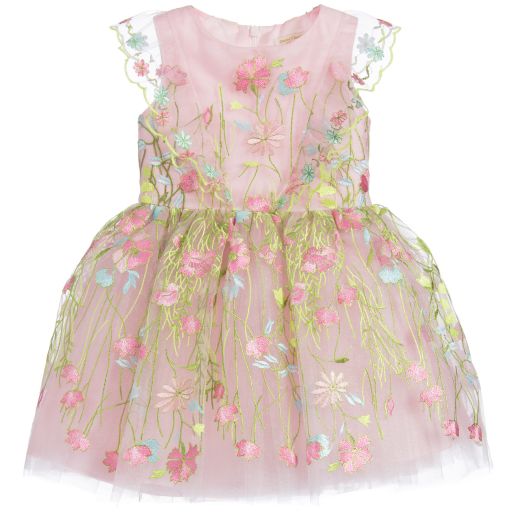 David Charles-Girls Embroidered Flower Dress | Childrensalon Outlet