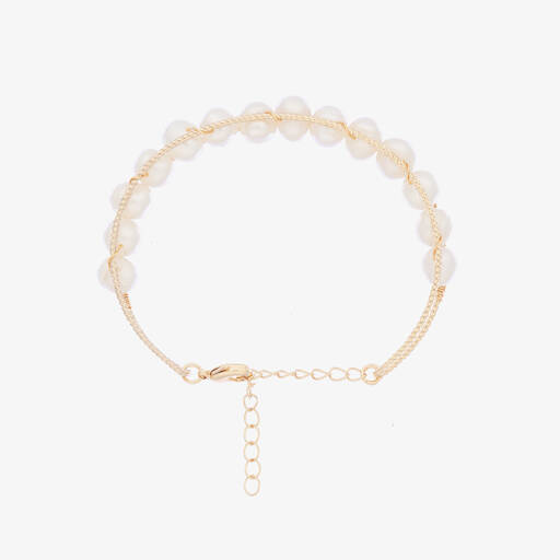 David Charles-Girls Gold & Faux Pearl Bangle | Childrensalon Outlet