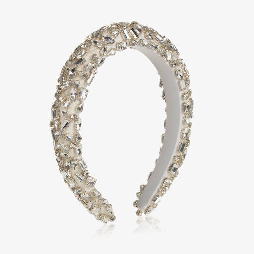 David Charles-Широкий кремовый ободок со стразами | Childrensalon Outlet