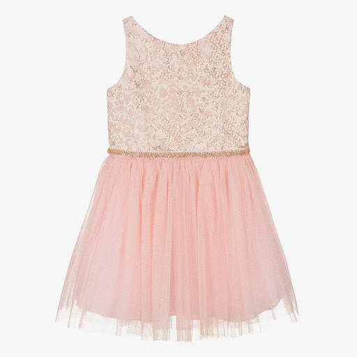 David Charles-Girls Pink Bow Back Dress | Childrensalon Outlet