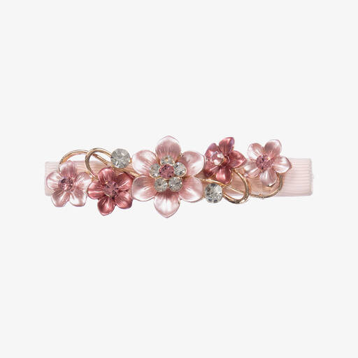 David Charles-Girls Pink Flowers Hair Clip (9cm) | Childrensalon Outlet