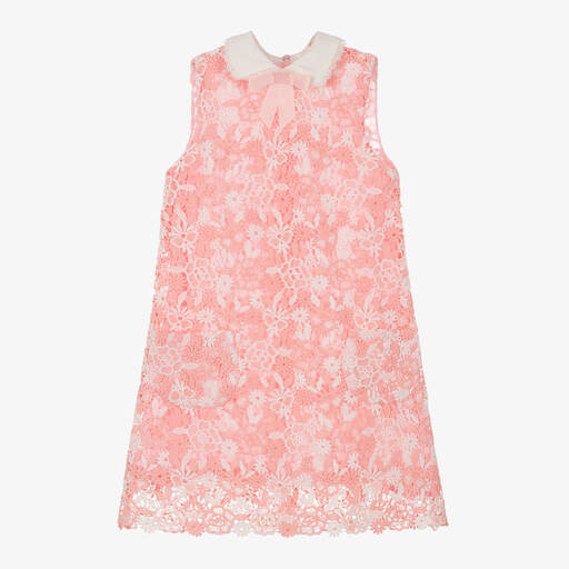 David Charles-Girls Pink Lace Dress | Childrensalon Outlet
