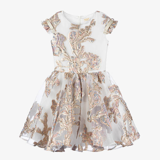 David Charles-Фиолетово-золотистое платье из органзы | Childrensalon Outlet