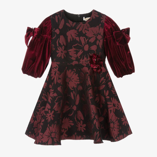 David Charles-Girls Red Brocade Dress | Childrensalon Outlet