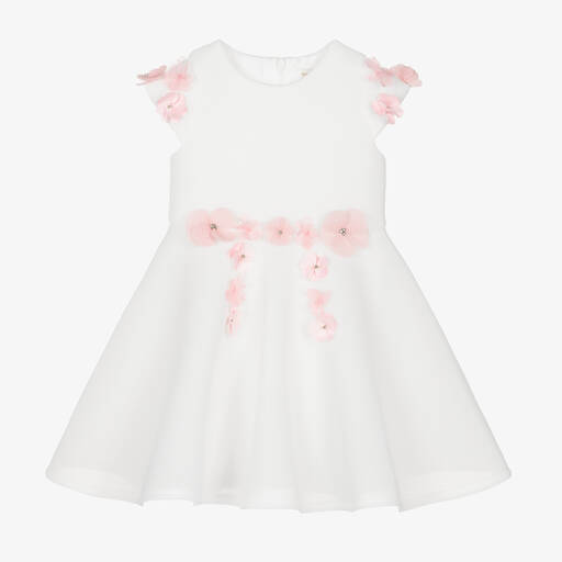 David Charles-Белое сетчатое платье с цветами | Childrensalon Outlet